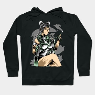 Artwork Illustration Beautiful Girl Smoking With Luxury Jewelry On Her Body Hoodie